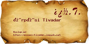 Árpási Tivadar névjegykártya
